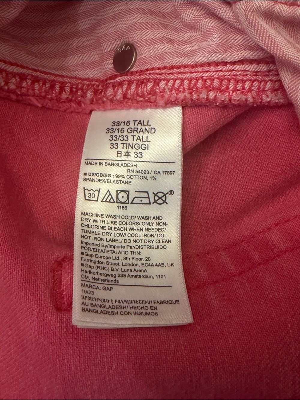 GAP High-Rise Stride Wide Leg Ankle Pink Jeans Size 16Tall - Picture 6 of 6